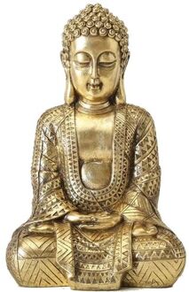 Zittend Boeddha beeld goud 70 cm - Beeldjes Goudkleurig