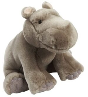 Zittende nijlpaard knuffel 18 cm Grijs