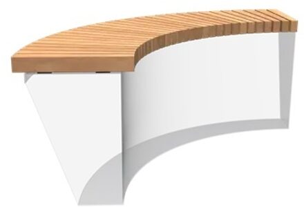 Zitting recht voor 100 cm binnenbocht hardhout