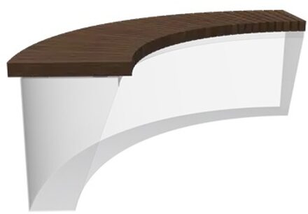 Zitting recht voor 150 cm buitenbocht bamboe