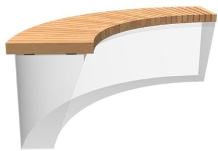 Zitting recht voor 150 cm buitenbocht hardhout