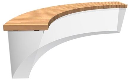 Zitting recht voor 200 cm buitenbocht hardhout