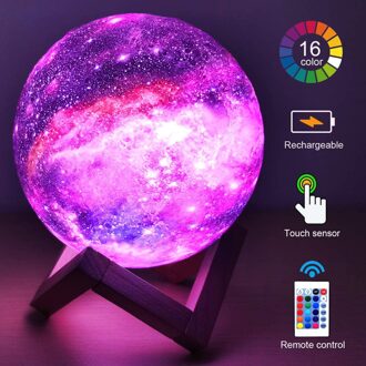 ZK20 3D Printing Maan Lamp Galaxy Moon Light Kids Nachtlampje 16 Color Change Touch En Afstandsbediening Galaxy Licht als 8cm