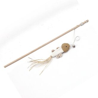 ZK20 Cartoon Huisdier Kat Teaser Speelgoed Veer Houten Staaf Muis Speelgoed Met Mini Bell Cat Catcher Teaser Houten Stok Kat interactief Speelgoed