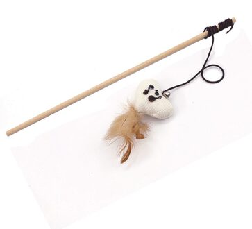 ZK20 Cartoon Huisdier Kat Teaser Speelgoed Veer Houten Staaf Muis Speelgoed Met Mini Bell Cat Catcher Teaser Houten Stok Kat interactief Speelgoed