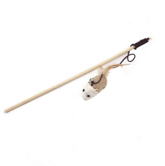 ZK20 Cartoon Huisdier Kat Teaser Speelgoed Veer Houten Staaf Muis Speelgoed Met Mini Bell Cat Catcher Teaser Houten Stok Kat interactief Speelgoed