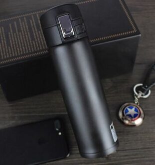 ZK30 500Ml Mode Roestvrij Stalen Geïsoleerde Beker Thermos Mok Koffie Thee Thermische Water Fles Thermocup Reizen Drink Fles zwart