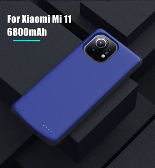Zkfys Power Bank Case Voor Xiaomi Mi 11 Lite 5G Acculader Gevallen 6800Mah Powerbank Cover Voor Xiaomi 11 Batterij Opladen Case Mi 11 blauw