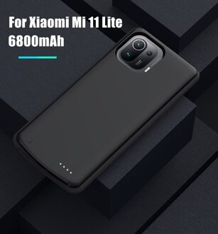 Zkfys Power Bank Case Voor Xiaomi Mi 11 Lite 5G Acculader Gevallen 6800Mah Powerbank Cover Voor Xiaomi 11 Batterij Opladen Case Mi 11 Lite zwart