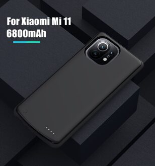 Zkfys Power Bank Case Voor Xiaomi Mi 11 Lite 5G Acculader Gevallen 6800Mah Powerbank Cover Voor Xiaomi 11 Batterij Opladen Case Mi 11 zwart