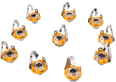 ZLinKJ 10 Pcs Nikkel 6.35mm 1/4 Inch Mono TS Panel Chassis Mount Jack Audio Vrouwelijke Connector Soldeer
