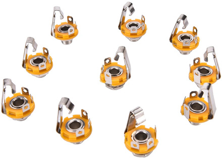 ZLinKJ 10 Pcs Wholesale Nickel 6.35mm 1/4 Inch Mono TS Panel Chassis Mount Jack Audio Female Connector Solder