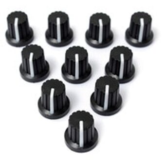Zlinkj 10 Stuks 6 Mm Plastic Shaft Hole Dia Schroefdraad Gekartelde Potentiometer Knoppen Caps