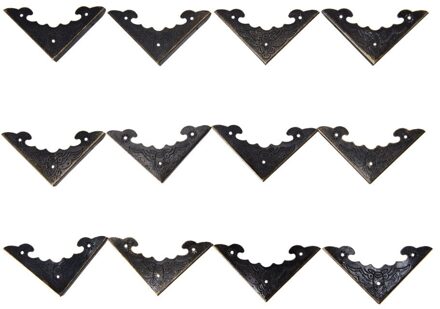 Zlinkj 12 Stks/partij Decoratieve Brons Antiek Messing Sieraden Wijn Geschenkdoos Houten Hoek Protector Guard Op Voorraad