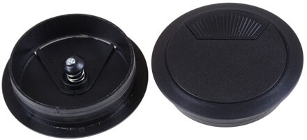 Zlinkj 2 Stks/set Zwart Beste 60Mm Computer Kabeldoorvoerklep Tafel Kabel Outlet Poort Oppervlak Draad Gat Cover Duurzaam