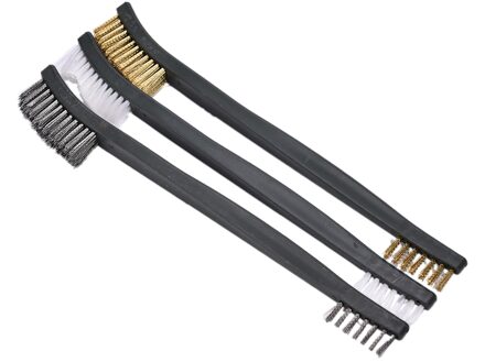 Zlinkj 3Pcs Rvs Mini Wire Brush Set Messing Nylon Haren Schoonmaken Tool Home Keuken Reinigingsborstel