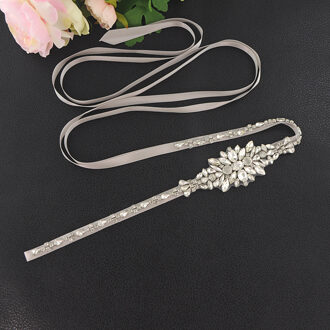 ZMS352 Bruids Riem Strass Riem Handmad Bruiloft Riem Bruidsmeisje Riem Mariage Sjerp Bruiloft Accessoires Riem Voor Avondjurk grijs