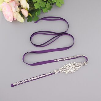 ZMS352 Bruids Riem Strass Riem Handmad Bruiloft Riem Bruidsmeisje Riem Mariage Sjerp Bruiloft Accessoires Riem Voor Avondjurk paars