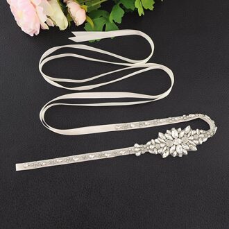 ZMS352 Bruids Riem Strass Riem Handmad Bruiloft Riem Bruidsmeisje Riem Mariage Sjerp Bruiloft Accessoires Riem Voor Avondjurk uit-wit