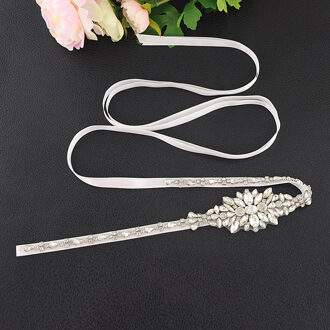 ZMS352 Bruids Riem Strass Riem Handmad Bruiloft Riem Bruidsmeisje Riem Mariage Sjerp Bruiloft Accessoires Riem Voor Avondjurk wit