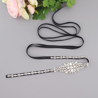 ZMS352 Bruids Riem Strass Riem Handmad Bruiloft Riem Bruidsmeisje Riem Mariage Sjerp Bruiloft Accessoires Riem Voor Avondjurk zwart
