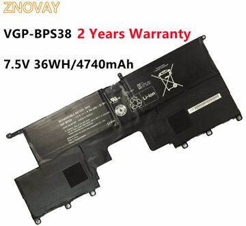 Znovay VGP-BPS38 Laptop Batterij Voor Sony Vaio PRO11 PRO13 SVP1321BPXB SVP13216PG SVP132A1CM SVP11217SCS BPS38 7.5V 36WH/4740Mah