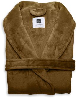 Zo Home Flanel Fleece Badjas Cara - cognac brown - L Bruin