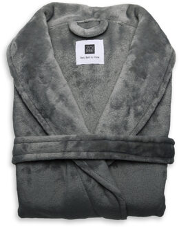 Zo Home Flanel Fleece Badjas Cara - dark grey - L Grijs