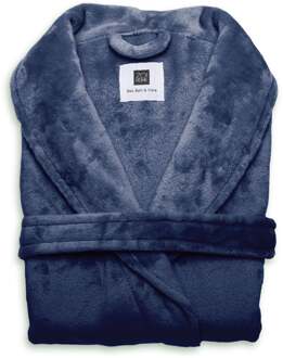 Zo Home Flanel Fleece Badjas Cara - indigo blue - L Blauw