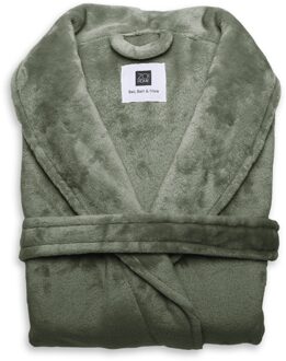 Zo Home Flanel Fleece Badjas Cara - olive green - M Groen