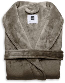 Zo Home Flanel Fleece Badjas Cara - steeple taupe - L Bruin