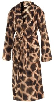 Zo Home Flanel Fleece Badjas Giraffe - brown - L Bruin