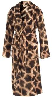 Zo Home Flanel Fleece Badjas Giraffe - brown - M Bruin