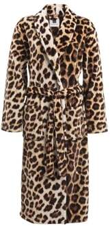 Zo Home Flanel Fleece Badjas Leopard - bruin