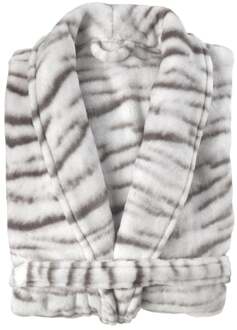 Zo Home Flanel Fleece Badjas Siberian White Tiger - grey - M Grijs