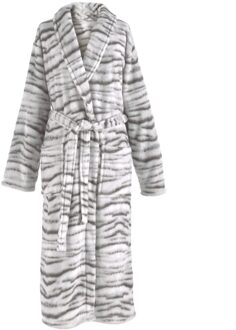 Zo Home Flanel Fleece Badjas Siberian White Tiger - grey - M Grijs