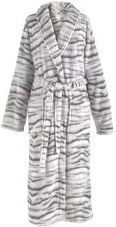 Zo Home Flanel Fleece Badjas Siberian White Tiger - grey - S Grijs