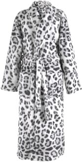 Zo Home Flanel Fleece Badjas Snow Leopard - grey - L Grijs