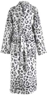 Zo Home Flanel Fleece Badjas Snow Leopard - grey - L Grijs