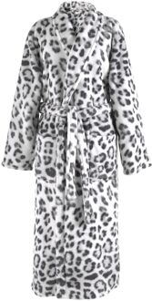 Zo Home Flanel Fleece Badjas Snow Leopard - grey - XL Grijs
