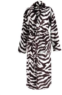 Zo Home Flanel Fleece Badjas Zebra - brown - S Bruin