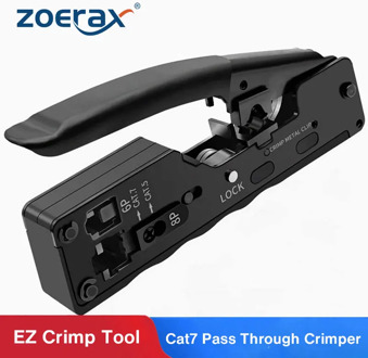ZoeRax [Cat5 Cat6 Cat7 Pass Through Crimper] for RJ45 RJ12 RJ11 Network Connectors Modular Plugs Ethernet Cables EZ Crimp Tool