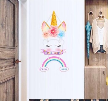 Zoete Eenhoorn Dot Cirkel Bloem Hart Muursticker Woonkamer Slaapkamer Home Decor Muurstickers Voor Kinderen Kamers Decoracion 2