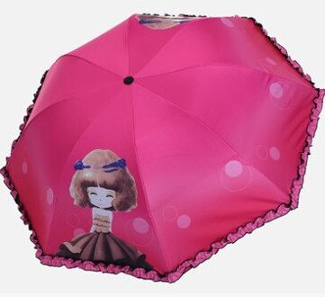 Zoete Tiener Meisjes Regen Paraplu Voor Kids Praktische Kinderen Paraplu Waterdicht Winddicht Zonnescherm Paraplu rood