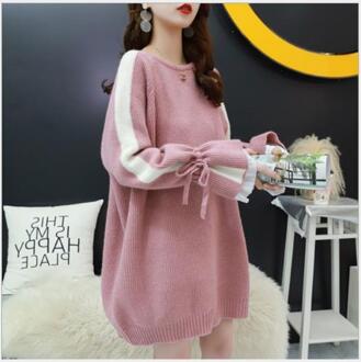 Zoete Vrouwen Trui Jurk Herfst Lente Gebreide Jurk Truien Lady Lange Flare Mouw Pull Femme Truien H313 roze / L