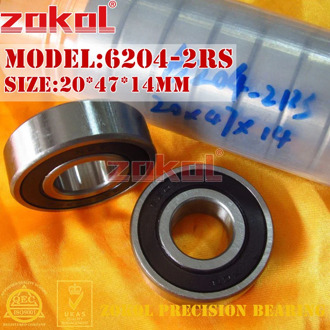 ZOKOL 6204RS bearing 6204 2RS Z3V3 2RZ z1 6204zz S6204ZZ 6204-2RSN Deep Groove ball bearing 20*47*14mm
