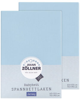 Zollner JULIUS ZÖLLNER Hoeslaken dubbelpak Jersey blauw - 70x140 cm