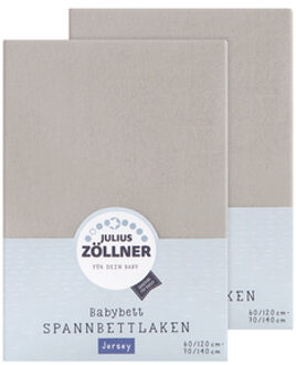 Zollner JULIUS ZÖLLNER Hoeslaken dubbelpak Jersey taupe Beige - 60/70x120/140 cm