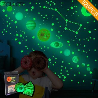 Zollor Lichtgevende 9 Planeet Sterren Home Glowing Muurstickers Zelfklevende Kinderkamer Winkel Tonen-Venster Decoratie Muurschildering decals
