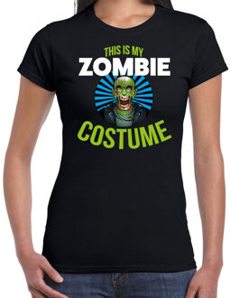Zombie costume halloween verkleed t-shirt zwart voor dames S - Feestshirts
